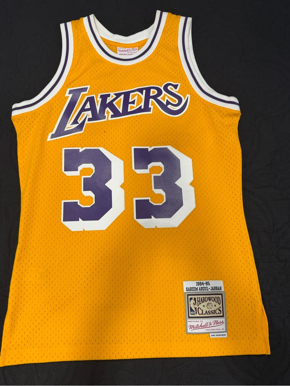 Mitchell & Ness Lakers Gold #33 Vintage Style Basketball Jersey